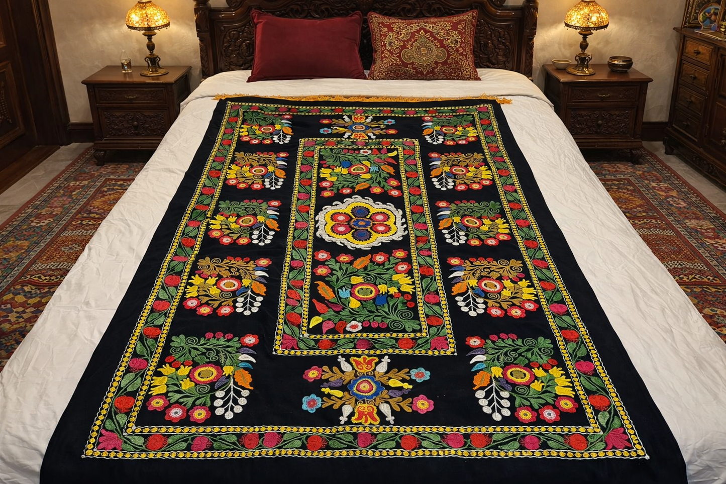 Cotton suzani bed spread sheet luxury bed sheet